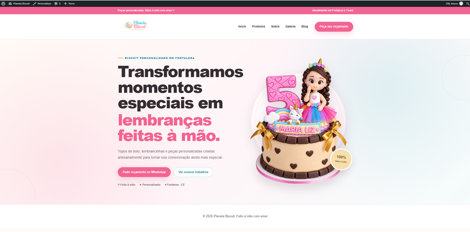 Página inicial do site Planeta Biscuit